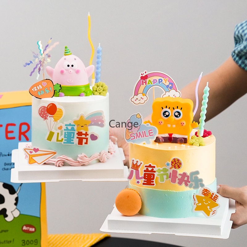 Mô Hình Nhân Vật Hoạt Hình SpongeBob Pie Dễ Thương Trang Trí Bánh Kem Tráng Miệng Cho Bé