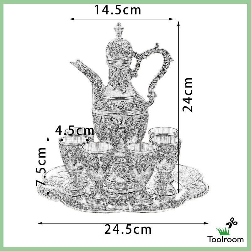 Bộ Ấm Trà Phong Cách Châu Âu Cổ Điển Sang Trọng Kèm Khay Đựng Dành Cho Tiệc Cưới