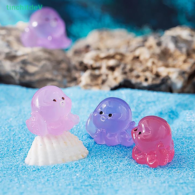 Set 1 / 5 Tượng Bạch Tuộc Dạ Quang Mini Bằng Nhựa Resin Trang Trí Bảng Điều Khiển Xe Hơi / Nhà Cửa DIY