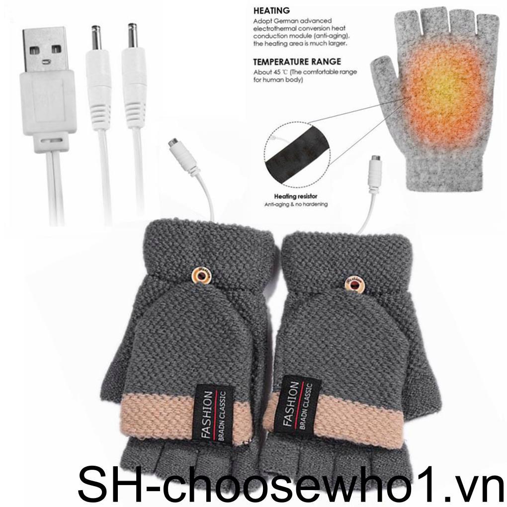 Đôi Găng Tay Sưởi Ấm Chạy Điện Sạc Cổng USB Hai Mặt Chống Thấm Nước Tiện Dụng