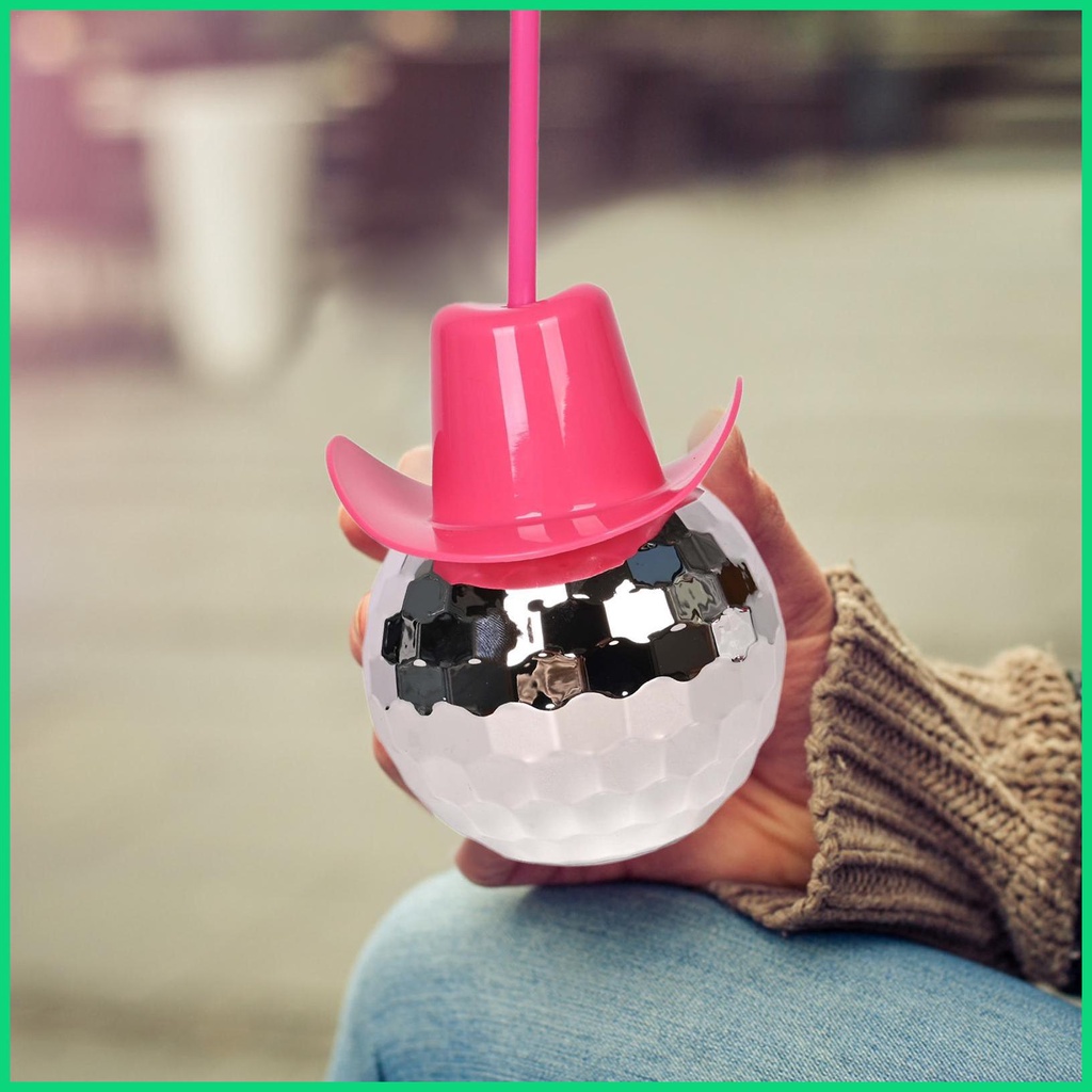 Cốc Cao Bồi Disco Có Nắp Và Ống Hút Kim Tuyến Vui Nhộn Tái Sử Dụng Được Cho jiwvn Jwvn