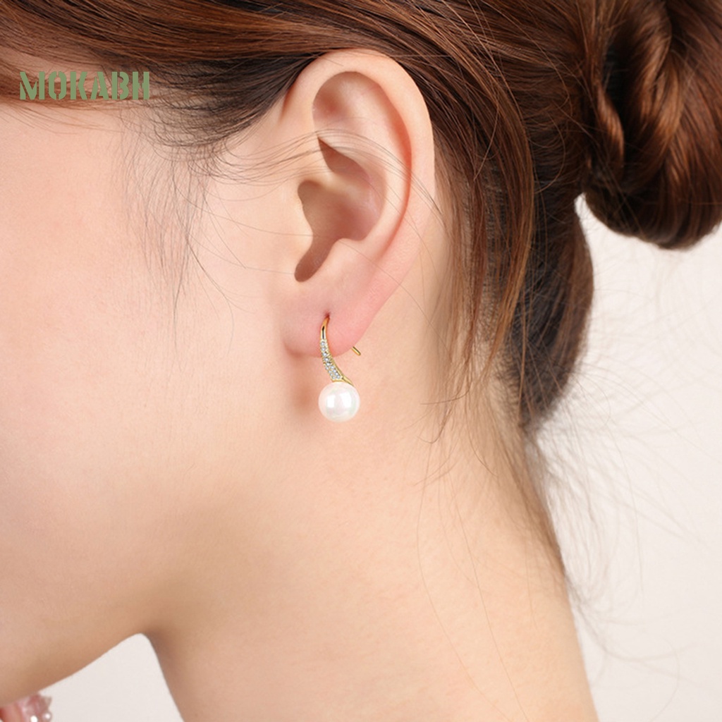 Khuyên Tai Dáng Dài Đính Đá / Ngọc Trai Nhân Tạo / Kim Cương Giả Sang Trọng Cho Nữ