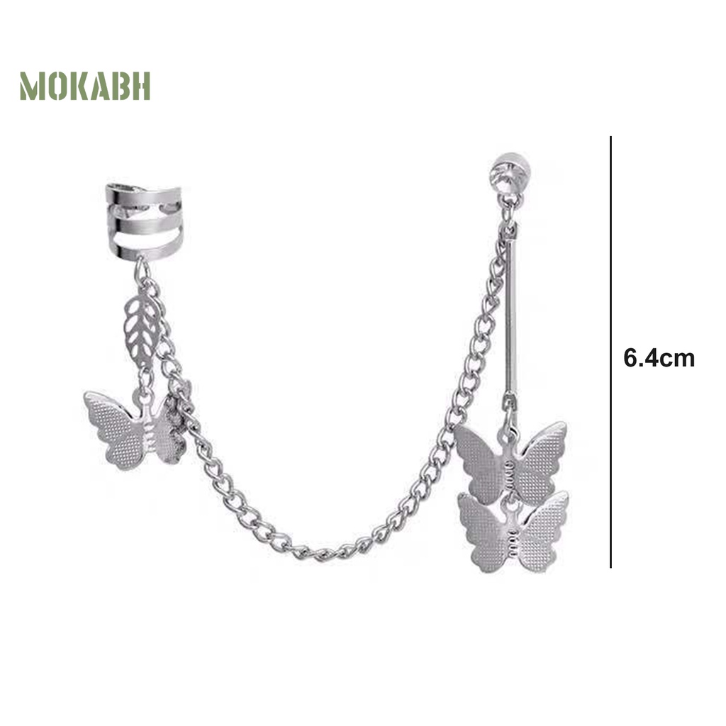 1 Đôi Bông Tai Hình Bướm Màu Bạc Thời Trang Dành Cho Nữ