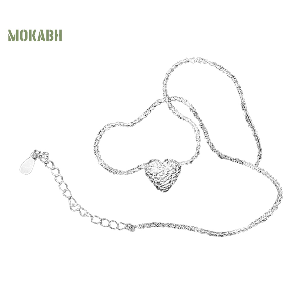 Vòng cổ Mặt Hình Trái Tim Màu Bạc Lấp Lánh Thời Trang Cho Nữ