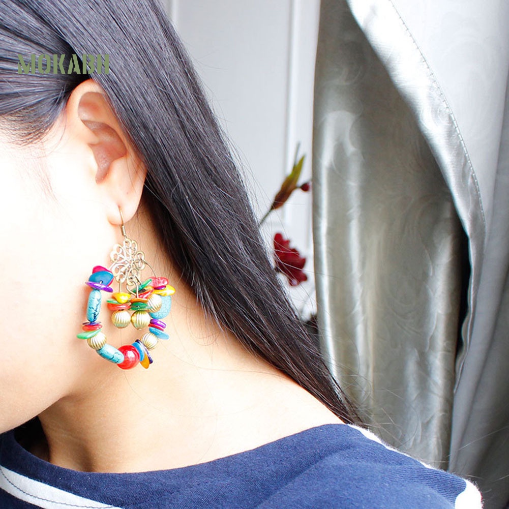 Bông Tai Xỏ Hạt Nhiều Màu Phong Cách Bohemian Thời Trang Cho Nữ