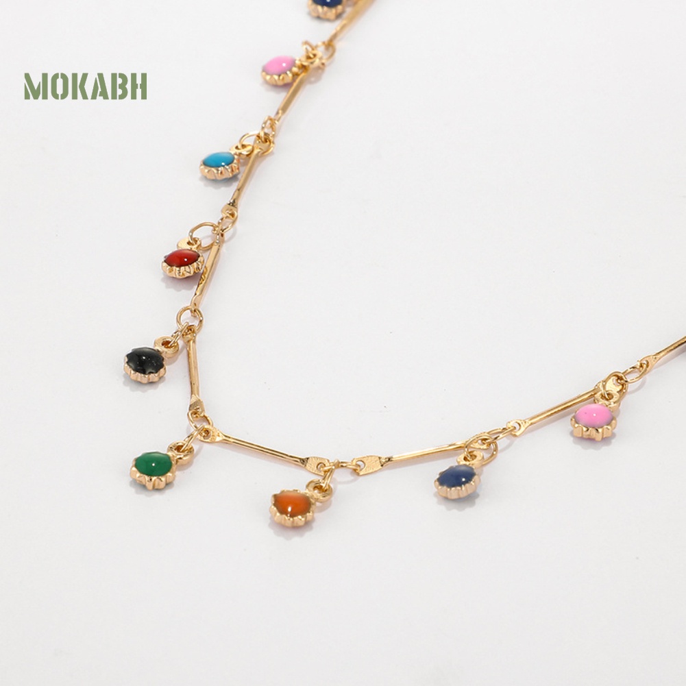 Vòng cổ Chuỗi Hạt Màu Cầu Vồng Phối Tua Rua Thời Trang Cho Nữ