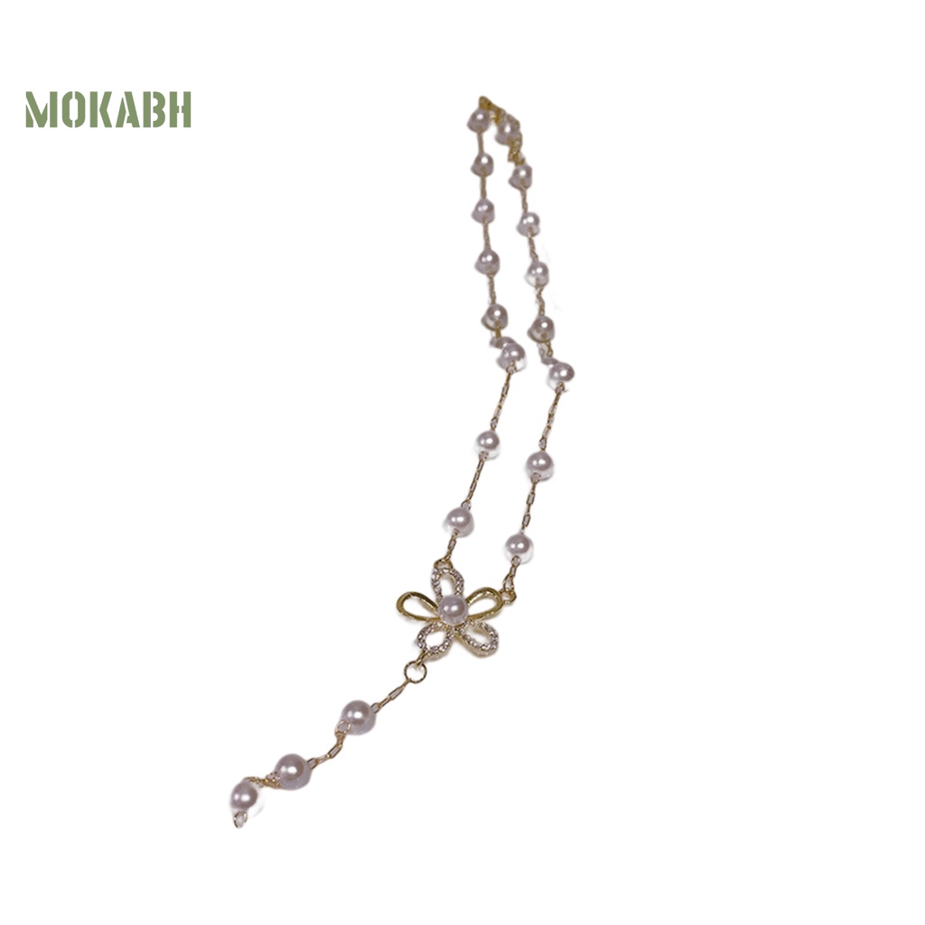 Vòng cổ Mặt Hình Hoa Cúc Đính Ngọc Trai Nhân Tạo Lấp Lánh Thời Trang Cho Nữ