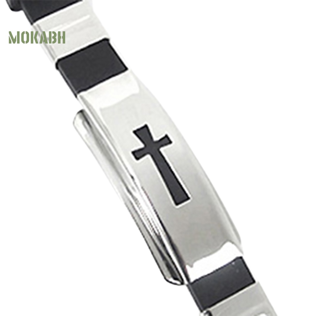 Vòng Đeo Tay Bằng Thép Không Gỉ Họa Tiết Chữ Thập Unisex