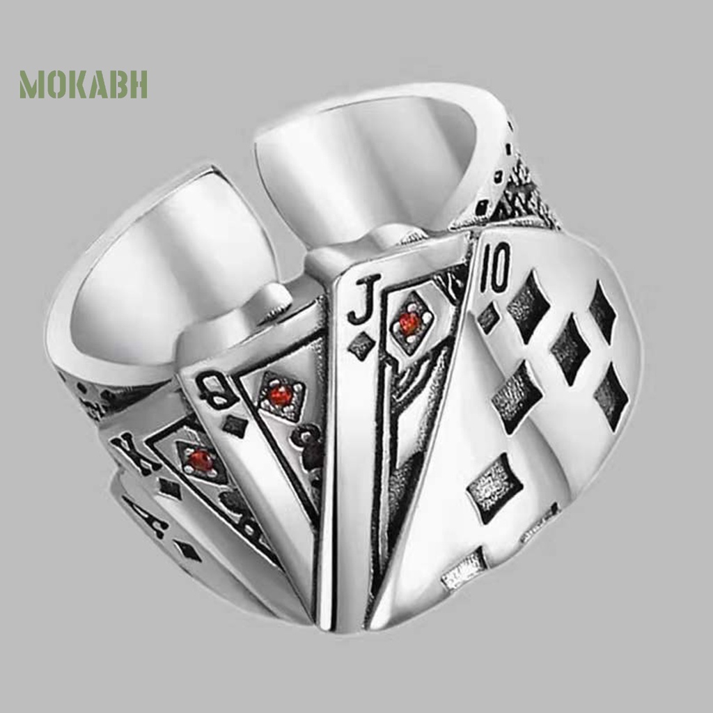 Nhẫn Hở Khắc Lá Bài Poker Phong Cách Cổ Điển Có Thể Điều Chỉnh Kích Thước