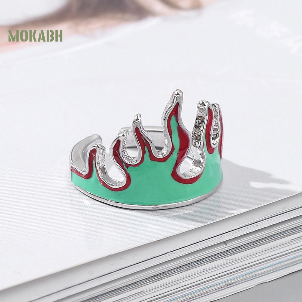 Nhẫn Hở Hình Ngọn Lửa Bằng Hợp Kim Chống Biến Dạng Phong Cách Cổ Điển Có Thể Điều Chỉnh Cho Nam Và Nữ