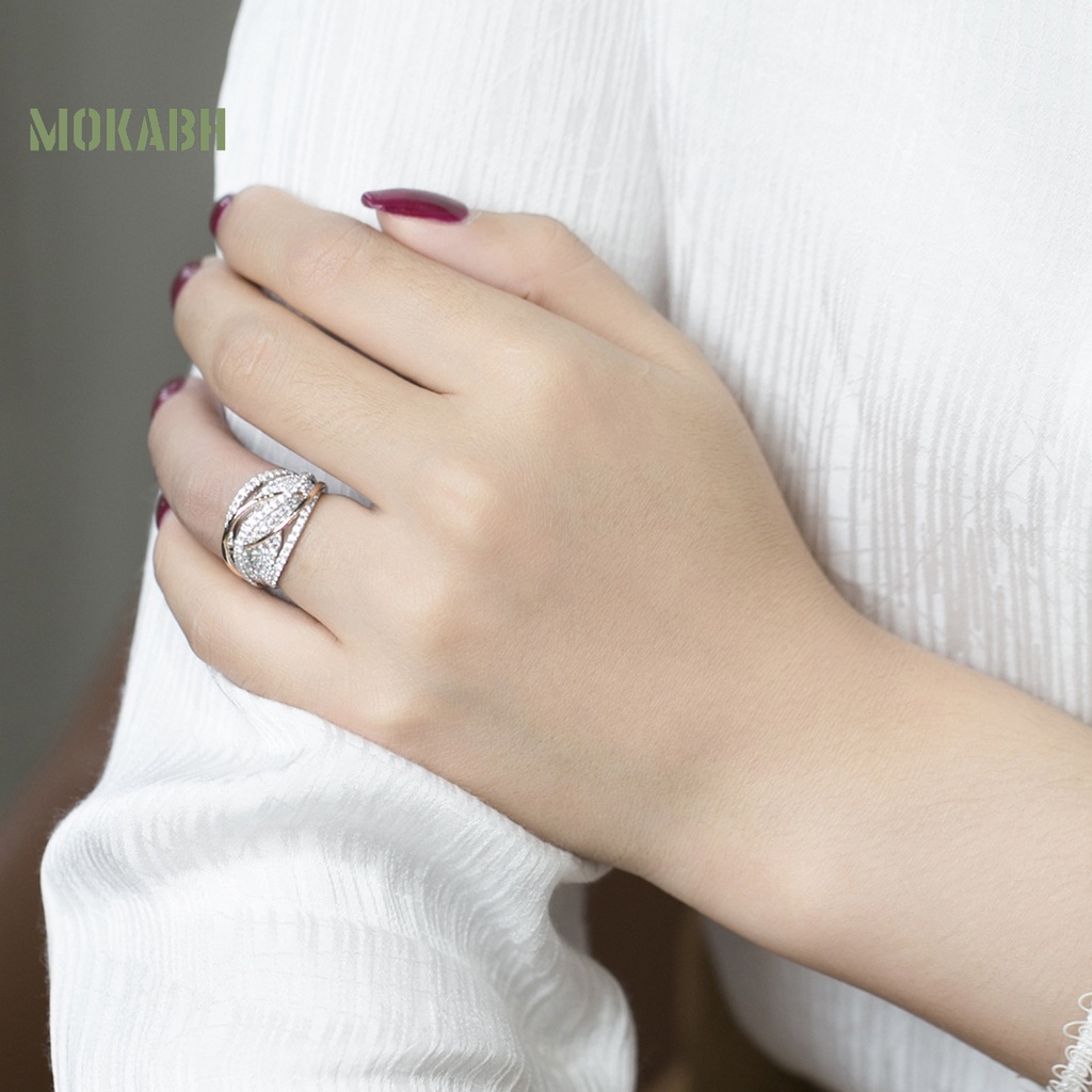 Nhẫn Đính Đá Màu Sắc Tương Phản Thời Trang Cho Nữ