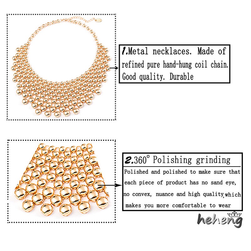 Vòng Cổ Choker Bằng Kim Loại Hạt Tròn Trang Sức Cho Nữ Lễ Hội