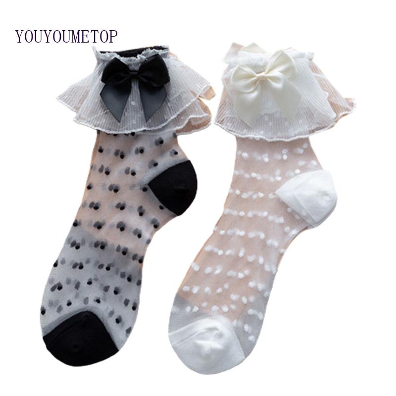 Đôi Vớ Lolita Phối Nơ Họa Tiết Chấm Bi Thời Trang Cho Nữ