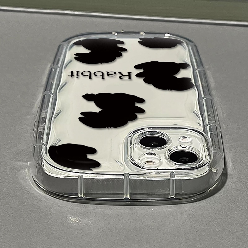 Ốp Điện Thoại TPU Silicone Mềm Trong Suốt Chống Sốc In Hình Thỏ Đen Cho IPhone 14 Pro Max 13 12 11 XS X XR 8 + 7 Plus