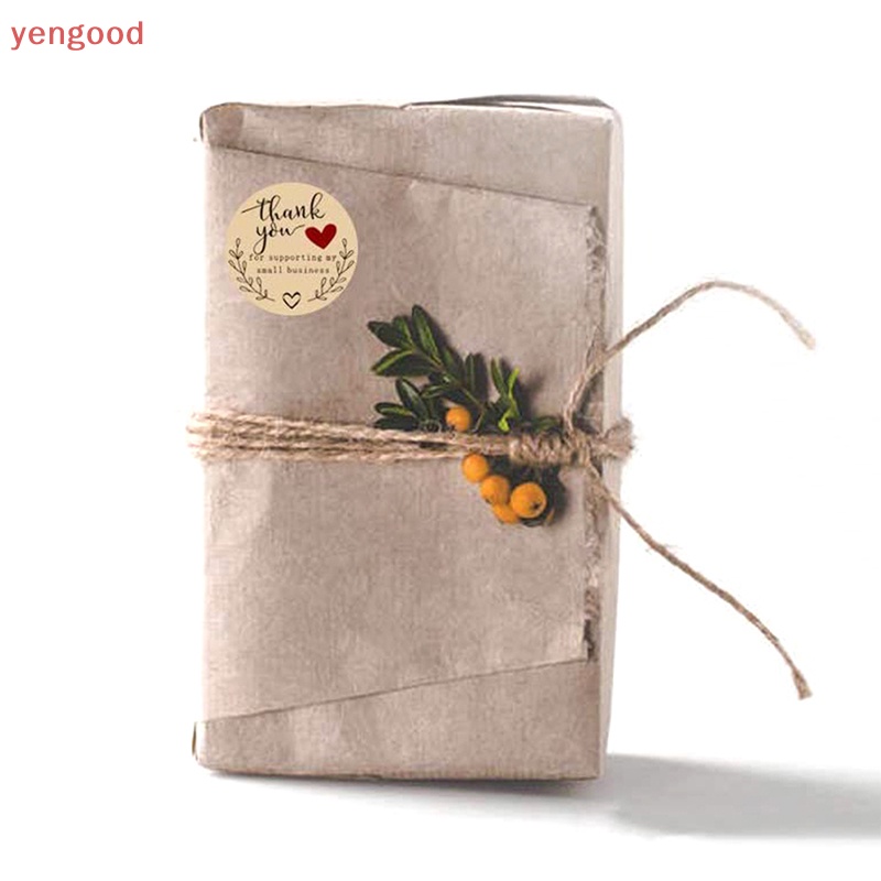 Set 500 Miếng Dán Giấy Kraft Hình Tròn In Chữ Thank you Trang Trí Đồ Thủ Công