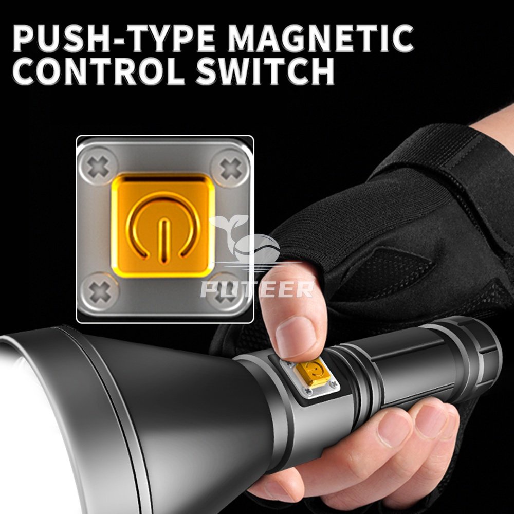 Đèn Pin Led IPx8 Siêu Sáng Chống Thấm Nước Pin 26650 Có Dây Đeo Tay Tiện Dụng Dùng Khi Đi Lặn