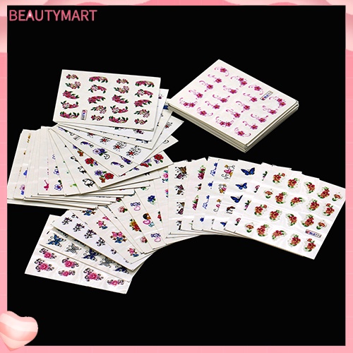 Set 50 Miếng Dán 3D Họa Tiết Hoa Chống Thấm Nước Dùng Trang Trí Móng Nghệ Thuật DIY