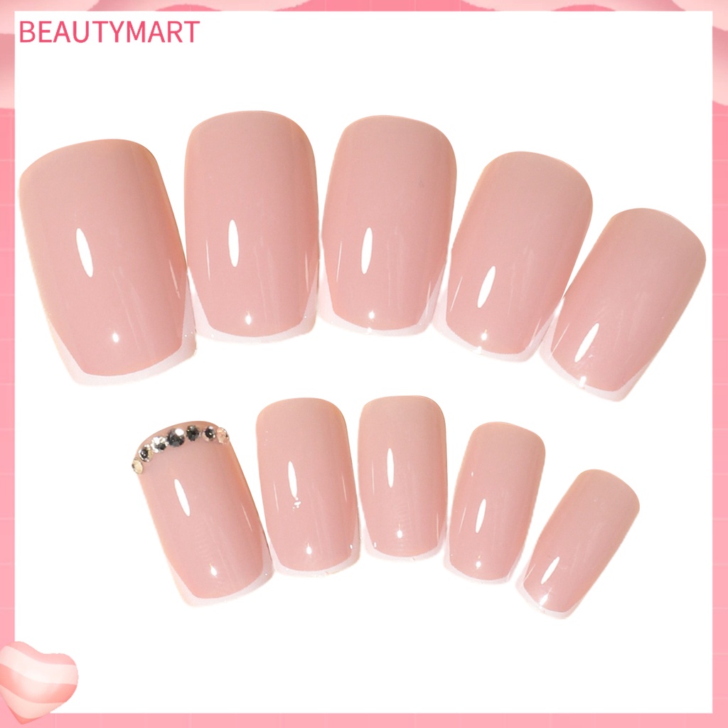 Bộ 24 Móng Tay Giả Bằng Nhựa ABS Che Phủ Toàn Diện Màu Sắc Sống Động Kèm Keo Nhấn