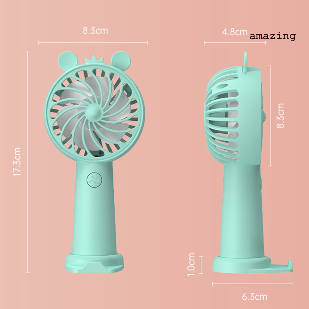 Quạt Tản Nhiệt USB Mini Cầm Tay Bằng Nhựa Hình Tai Hoạt Hình Dễ Thương Tiếng Ồn Thấp Có Thể Sạc Lại