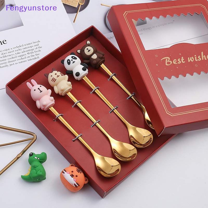 Set 4 Muỗng Nĩa Ăn Trái Cây / Cà Phê / Món Tráng Miệng Màu Vàng Kim