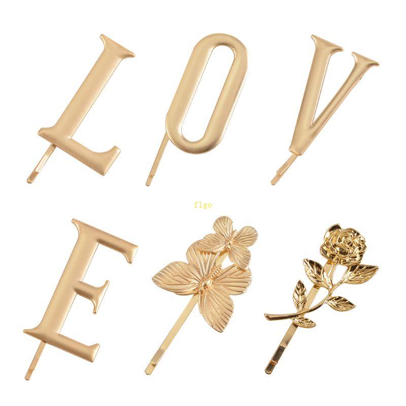 Ghim Cài Tóc Hình Hoa Hồng / Bướm Bằng Kim Loại Màu Vàng Lấp Lánh Thanh Lịch Cho Nữ