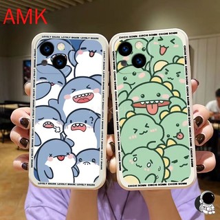  Vỏ AMK Tương thích cho iPhone 17 Air 16E 16 15 14 13 12 11 PRO MAX XR XS X 8 7 6 6S PLUS Ống kính máy ảnh thẩm mỹ cá voi và khủng long dễ thương trong suốt Vỏ điện thoại được bảo vệ hoàn toàn GNCMF 