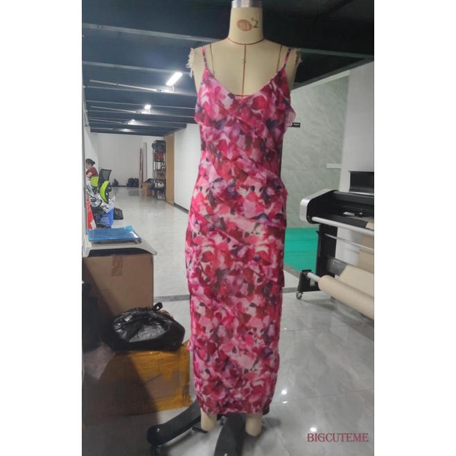 Đầm Dài Hai Dây In Hoa Thời Trang Mùa Hè Cho Nữ
