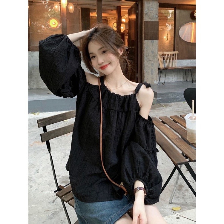 Áo Kiểu Trễ Vai Dáng Rộng Phong Cách Phương Tây Thời Trang Mùa Hè Xinh Xắn Cho Nữ