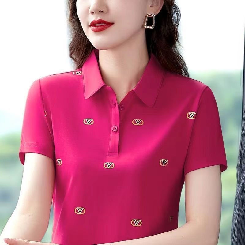 Áo Thun Ngắn Tay Thời Trang Mùa Hè Dành Cho Phụ Nữ Trung Niên