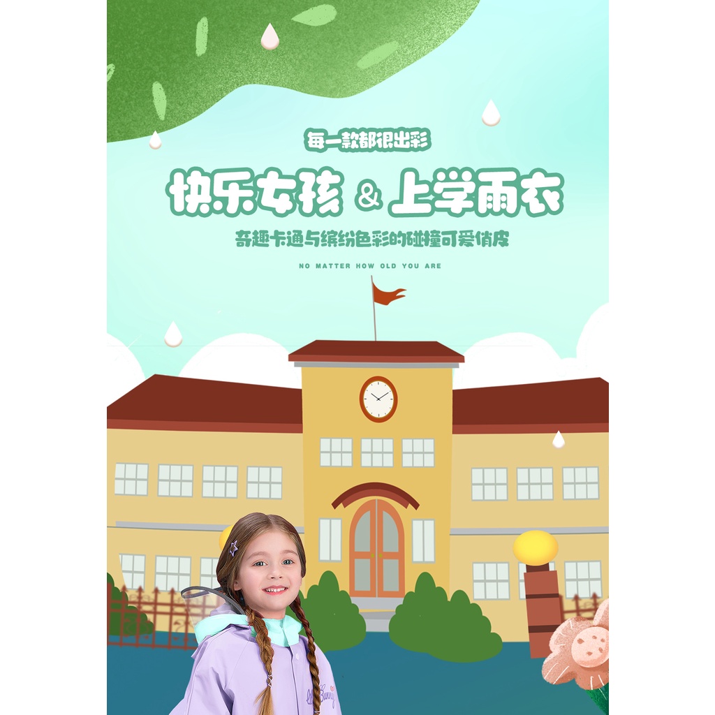 Áo Mưa Toàn Thân Chống Thấm Nước Phong Cách Mới 2022 Cho Bé Gái Tiểu Học