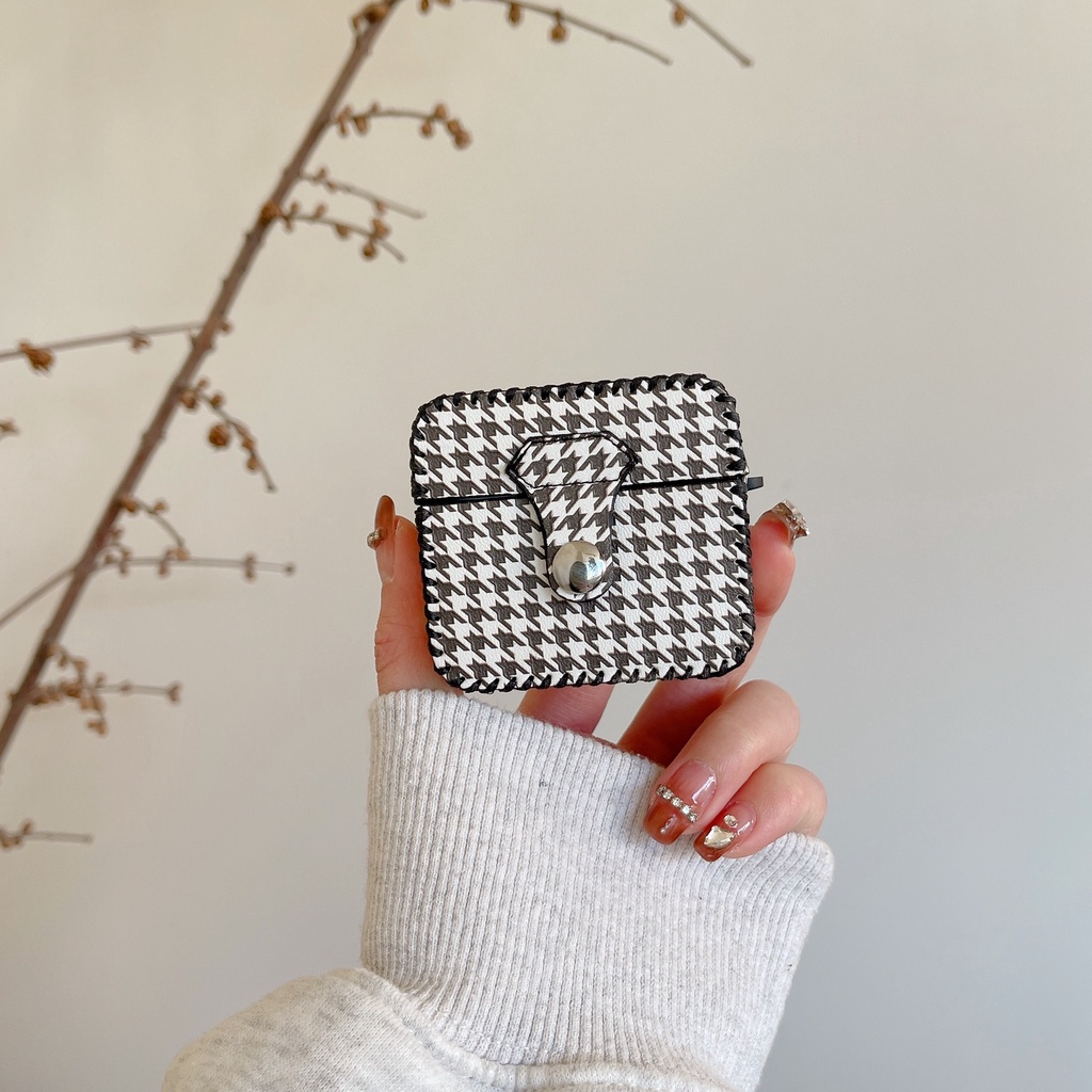 Vỏ Bảo Vệ Hộp Sạc Tai nghe không dây AirPods 1 / 2 gen3 pro2 2022 Bằng Da PU Hình Vuông Kiểu Dáng Thời Trang