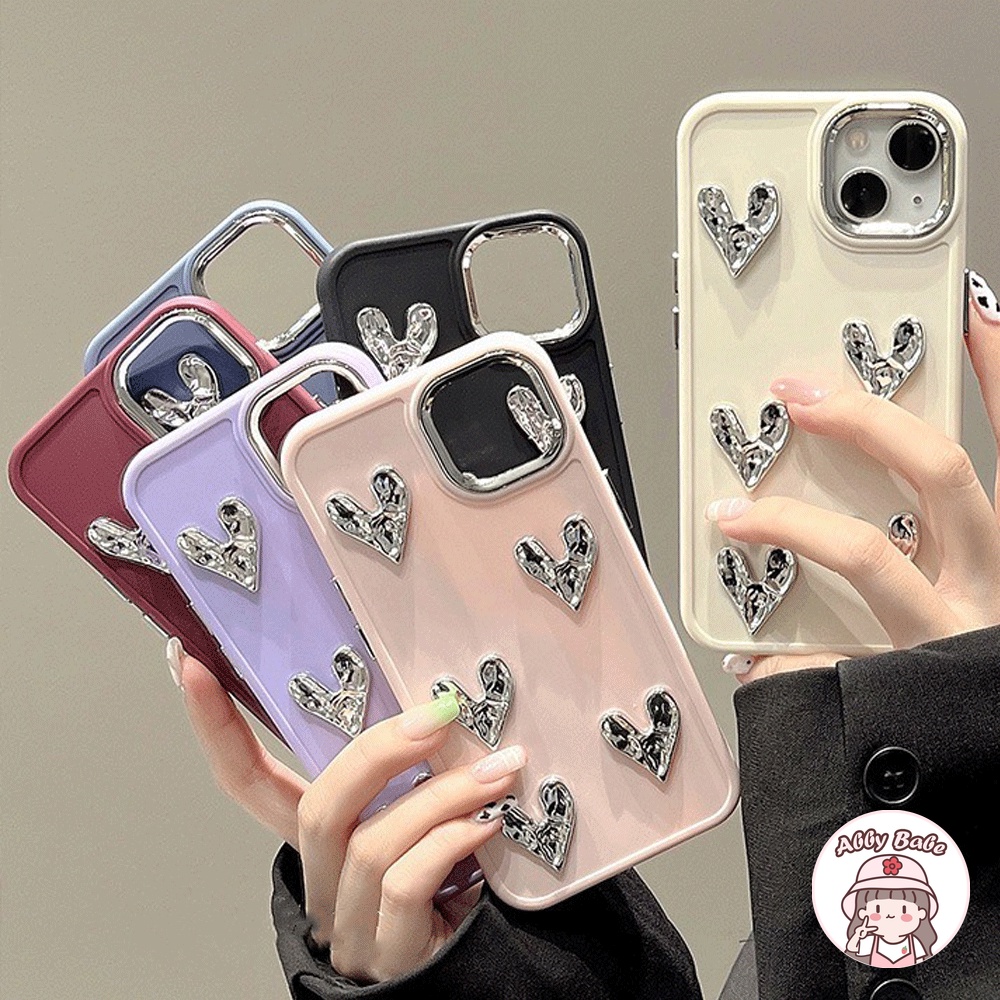 Ốp Điện Thoại TPU Dẻo Tráng Gương Họa Tiết Trái Tim Mạ Bạc Bóng Cho IPhone 14 Pro Max 11 12 11 Pro Max