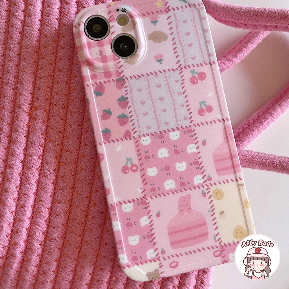 Ốp Điện Thoại IMD Mềm Họa Tiết Sọc Caro Màu Hồng Chống Bẩn Cho IPhone 14 Pro Max 11 12 Pro Max