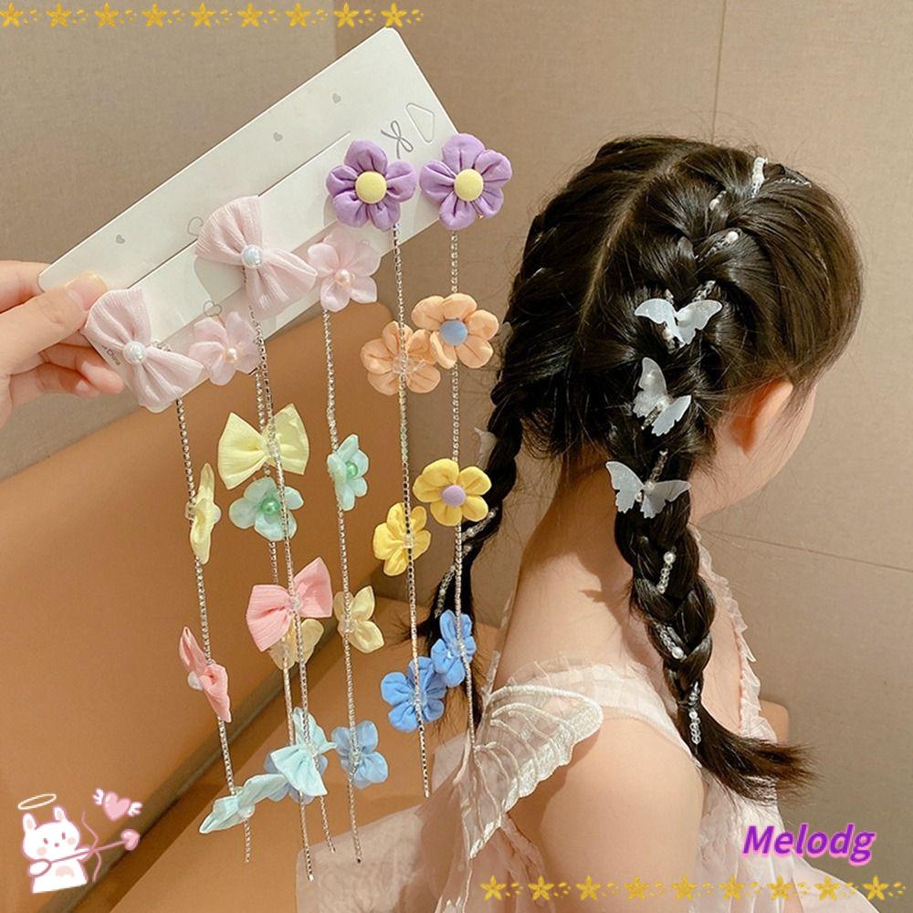 MELODG Set 2 Kẹp Tóc Dạng Chuỗi Nhiều Màu Sắc Thời Trang