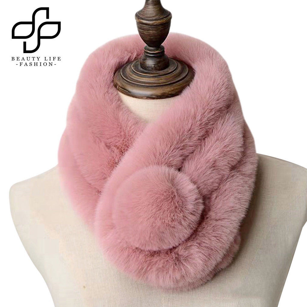 Khăn Choàng Lông Giả Màu Trơn Dày Dặn Thời Trang Mùa Đông