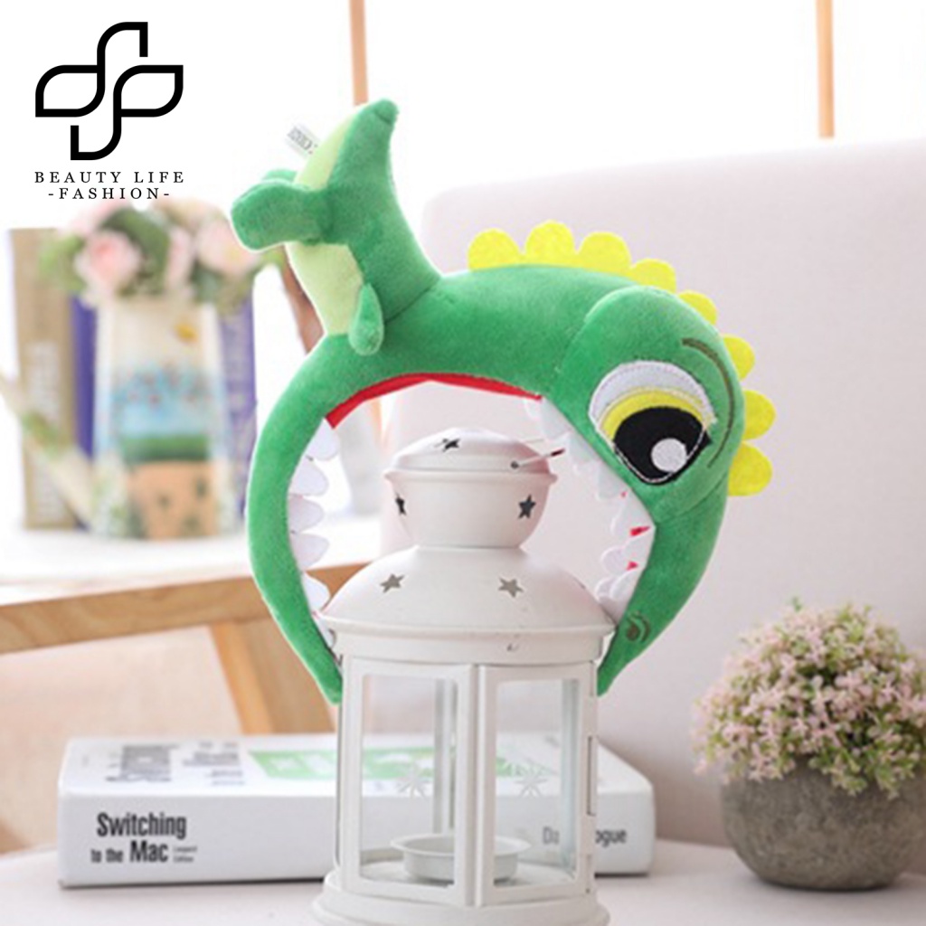 Băng Đô Cài Tóc Bằng Cotton PP Hình Khủng Long Xanh Lá Dễ Thương Chống Vỡ Dễ Thương