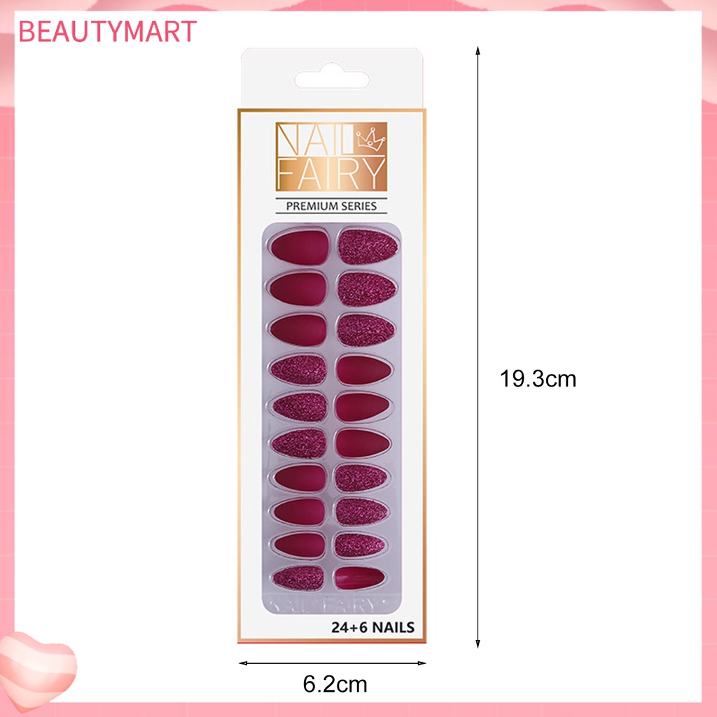 1 Bộ Móng Tay Giả Màu Lì Và Kim Sa Lấp Lánh Nhiều Màu Sắc Có Thể Tháo Rời