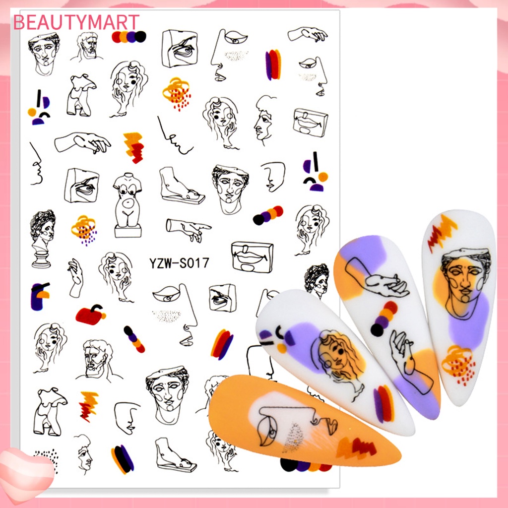 Miếng Dán Trang Trí Móng Tay Nghệ Thuật Họa Tiết Hình Học Độc Đáo