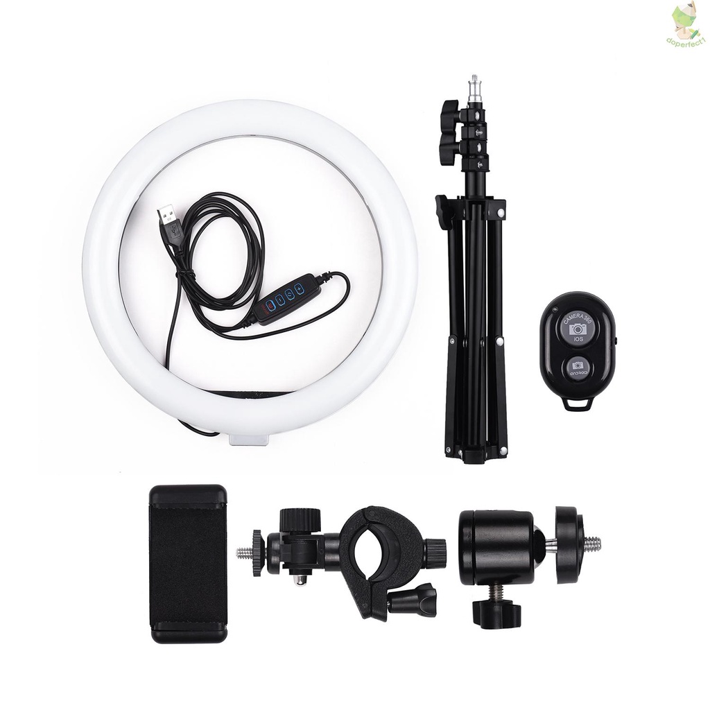 Andoer 10 Inch LED Video Ring Light Photography Lamp 3 Lighting Modes 3200-5600K Dimmable USB Powered with Phone Holder    Came-6.5