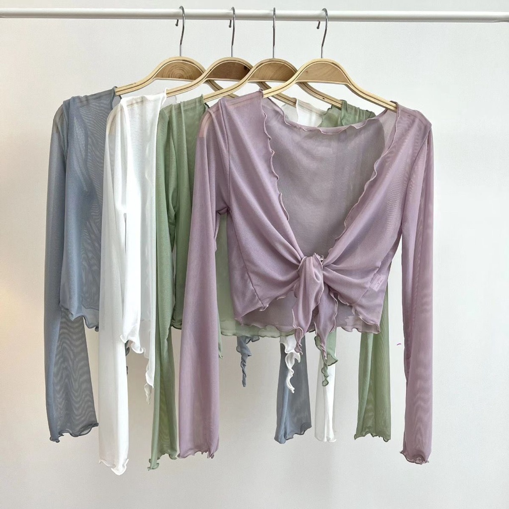 Áo Khoác Lưới cardigan Tay Dài Thời Trang Mùa Hè Cho Nữ