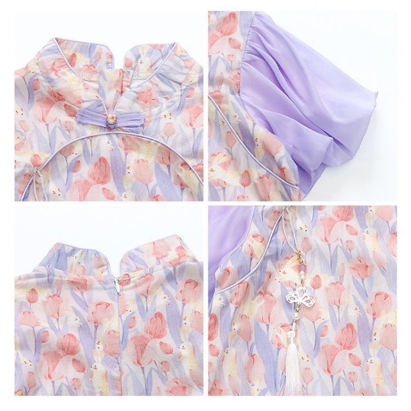 Đầm Sườn Xám Công Chúa Phong Cách Trung Hoa Cổ Điển Mẫu Mới 2023 Dành Cho Bé Gái