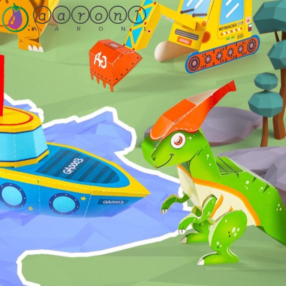 Aaron1 Đồ Chơi Giấy Xếp Origami Hình Xe Hơi / Khủng Long / Xe Hơi Dành Cho Trẻ Mẫu