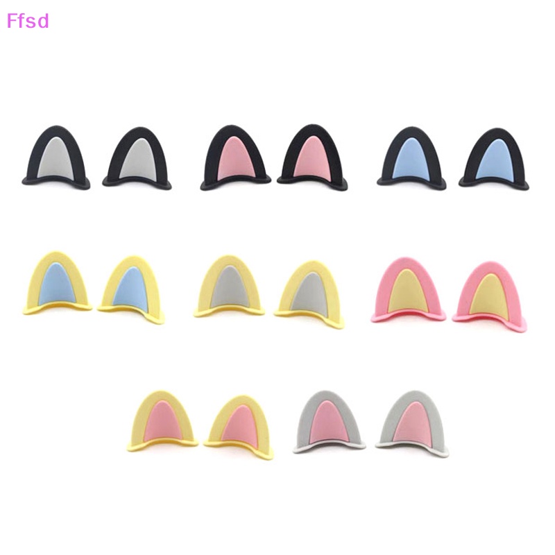 {Ffsd} Bộ 2 Sticker Dán Trang Trí Xe Hơi / Mũ Bảo Hiểm Hình Tai Mèo Dễ Thương