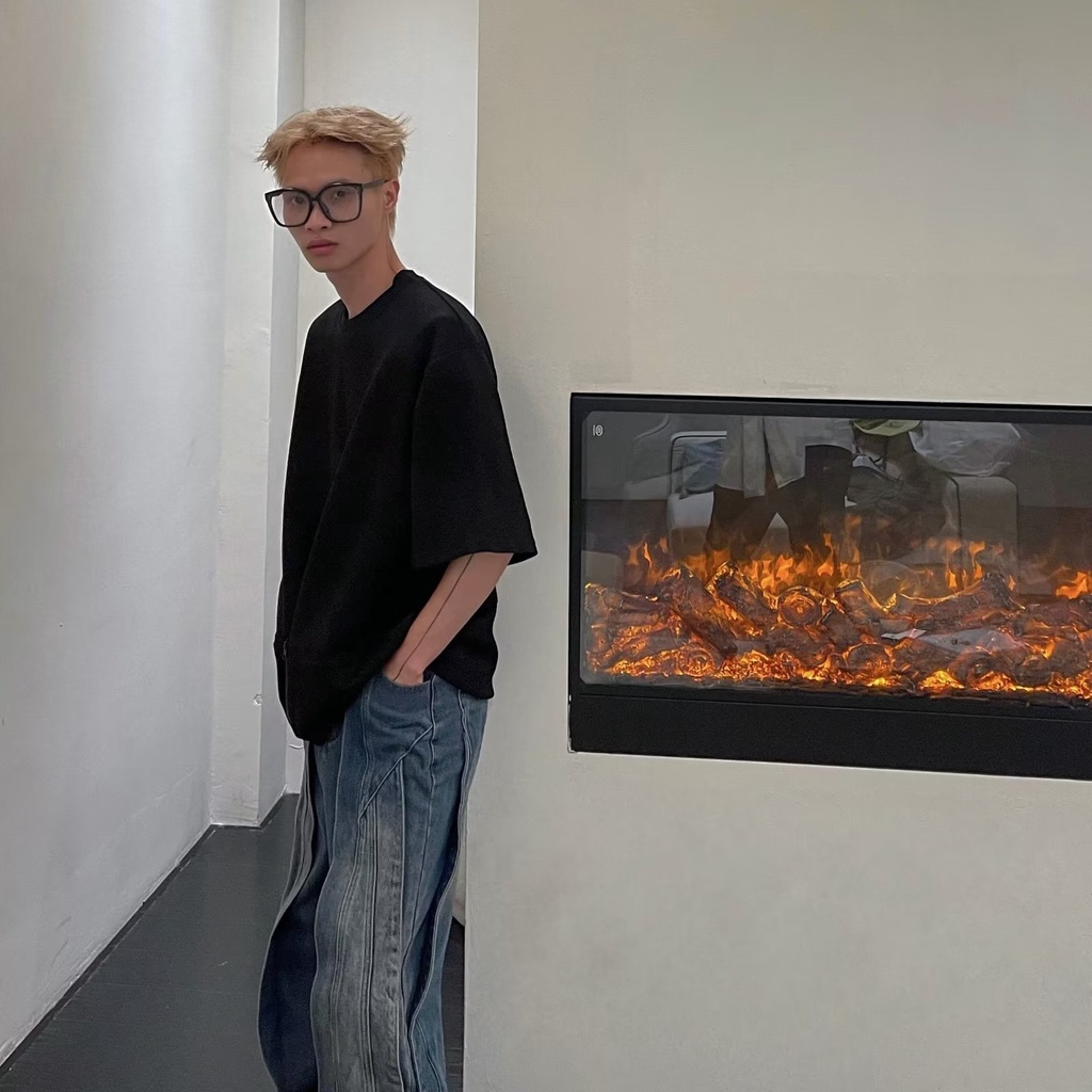 Áo Thun Cao Cấp Cảm Giác Hàn Quốc Thiết Kế Với Đường Viền Màu Trơn Có Khóa Kéo