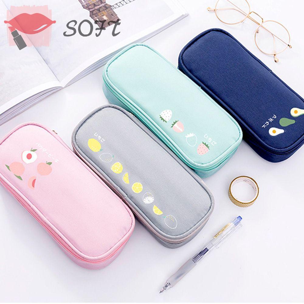 SOFTNESS Túi Vải Oxford Đựng Đồ Dùng Văn Phòng Phẩm In Hoạ Tiết Trái Cây Kích Cỡ Lớn