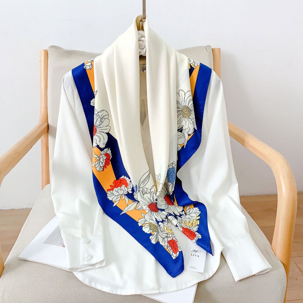 Khăn Choàng Cổ Hình Vuông Cỡ Lớn Bằng Lụa Thời Trang Hàn Quốc 2023 Kích Thước 90 * 90cm