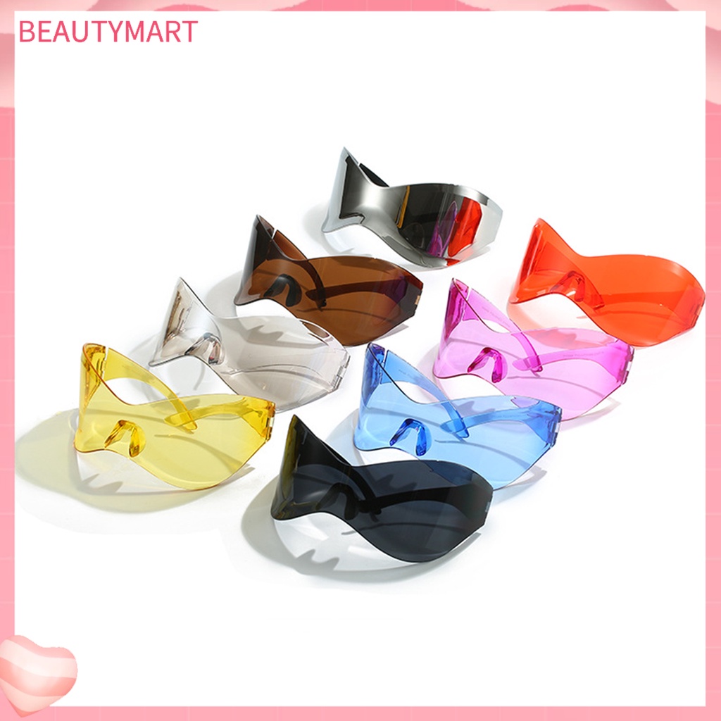 Kính Mát Một Mảnh Không Gọng Trong Suốt Chống Tia UV Phong Cách Punk Dành Cho Nam Nữ