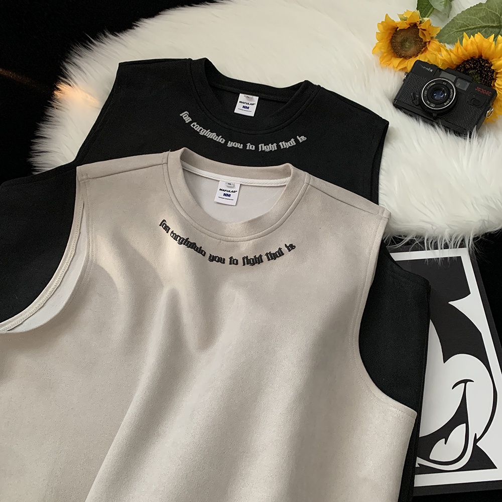 Áo Thun Da Lộn Không Tay Dáng Rộng Thời Trang Mùa Hè Phong Cách Đường Phố Mỹ Hàng Mới Dành Cho Bạn Nam