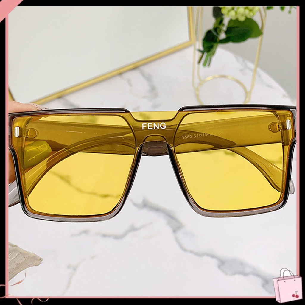 Kính Mát Gọng Vuông Lớn Siêu Nhẹ Chống Tia UV Màu Sắc Tương Phản Phong Cách Cổ Điển Thời Trang Cho Nam Và Nữ
