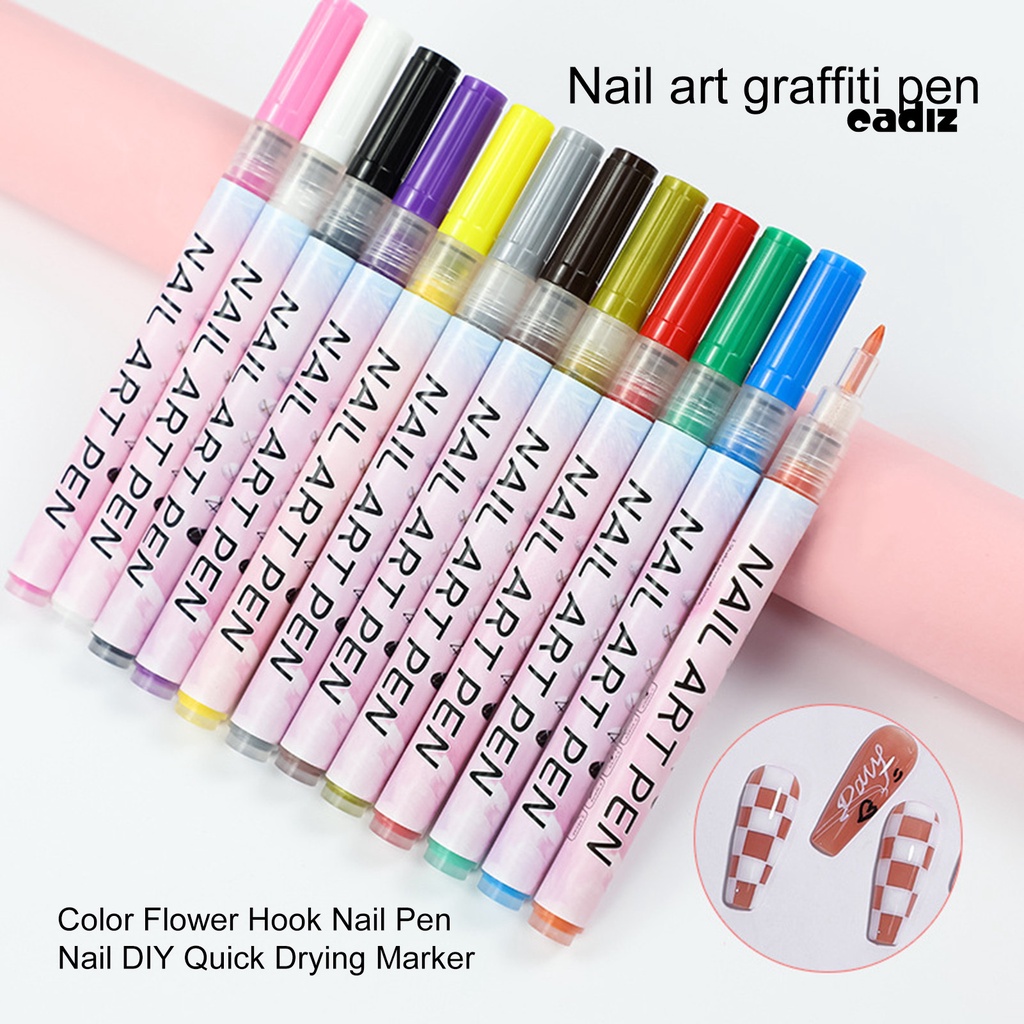 Bộ 12 Cây Bút Vẽ Móng Tay Nghệ Thuật Bằng Nhựa Khô Nhanh Chống Nước Màu Sắc Tươi Sáng Cho Nữ